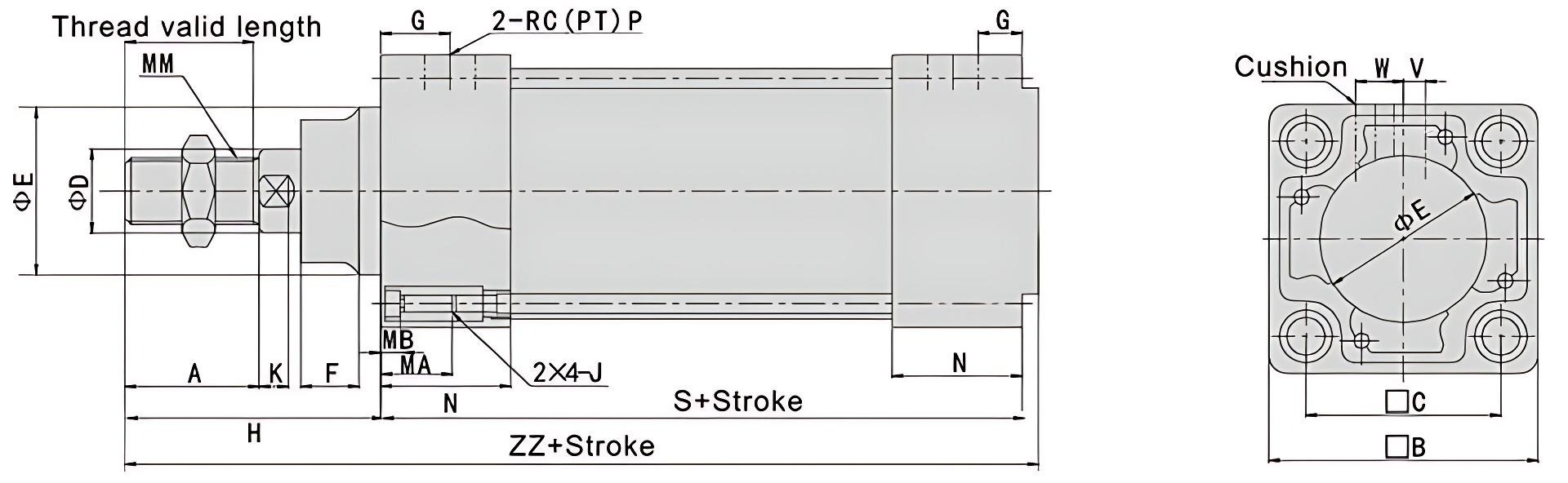 Slide Guide Air Cylinder MB Series Slide Guide Air Cylinder