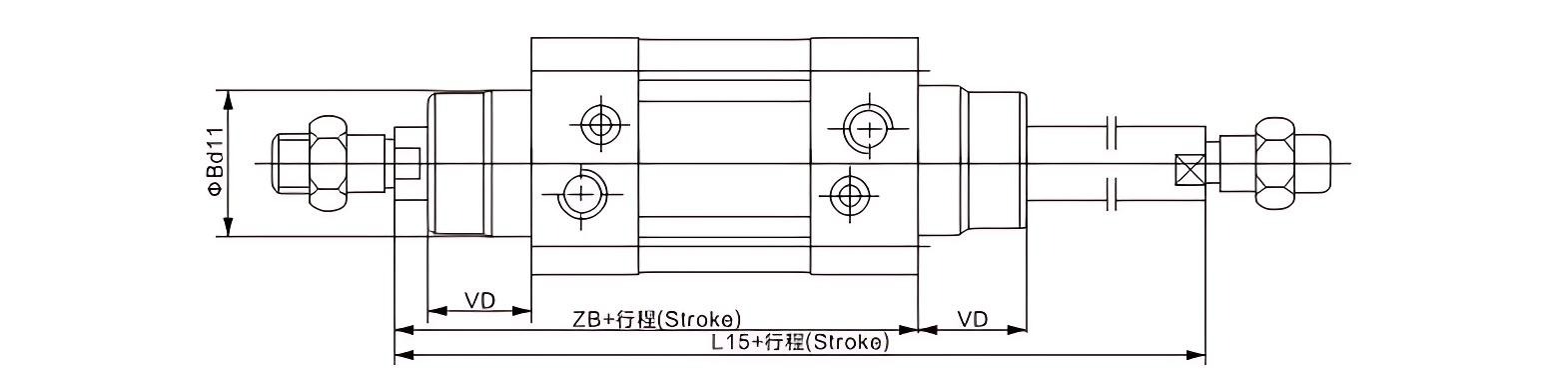 DNC Double piston rod type cylinder DNC Double piston rod type