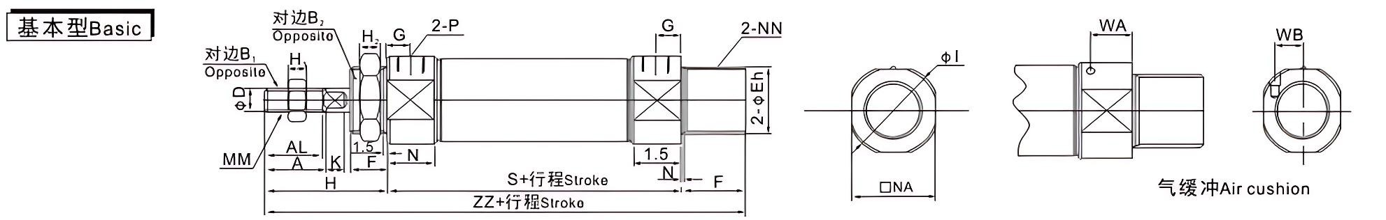 Mini Cylinder C(D)M2B Series High-Performance Mini Pneumatic Cylinder