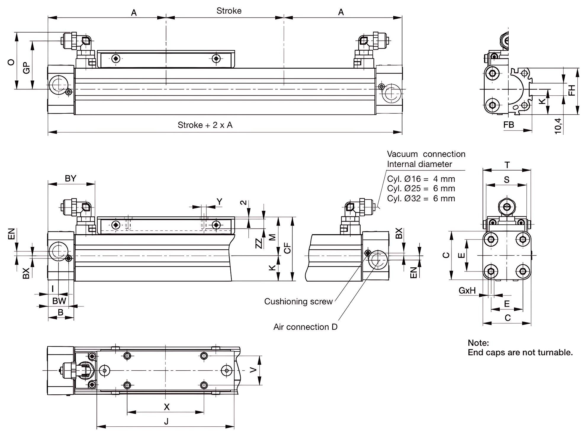 Parker Type Ost/OSP Rodless Pneumatic Cylinder  Parker Type Ost/OSP High-Speed Rodless Pneumatic Cylinder