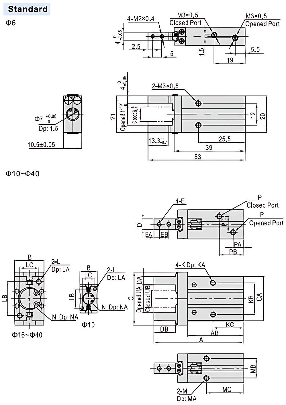 Parallel Gripper Pneumatic Cylinder Parallel Gripper Pneumatic Cylinder
