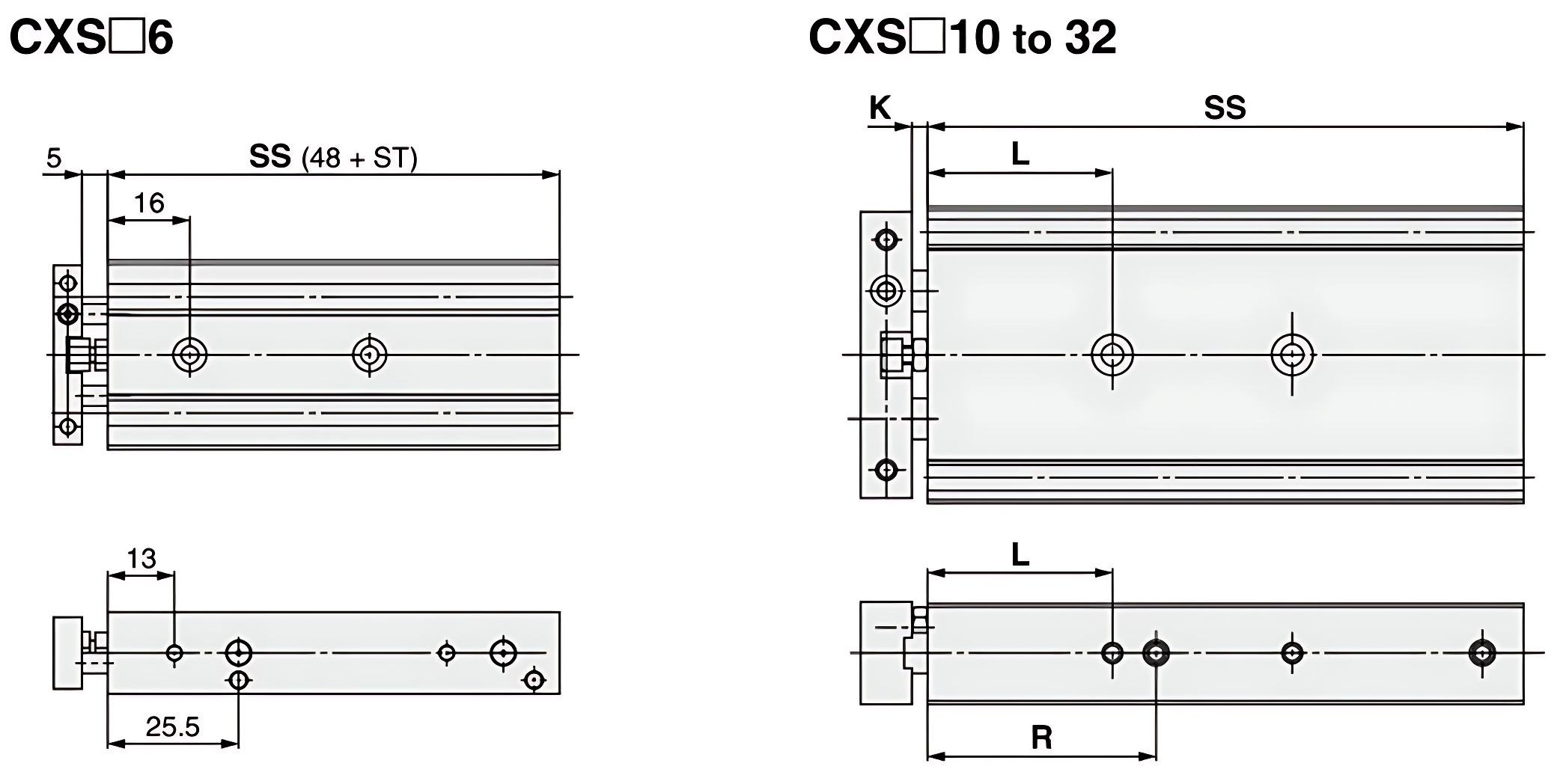 double piston rods cylinder CXS double piston rods cylinder