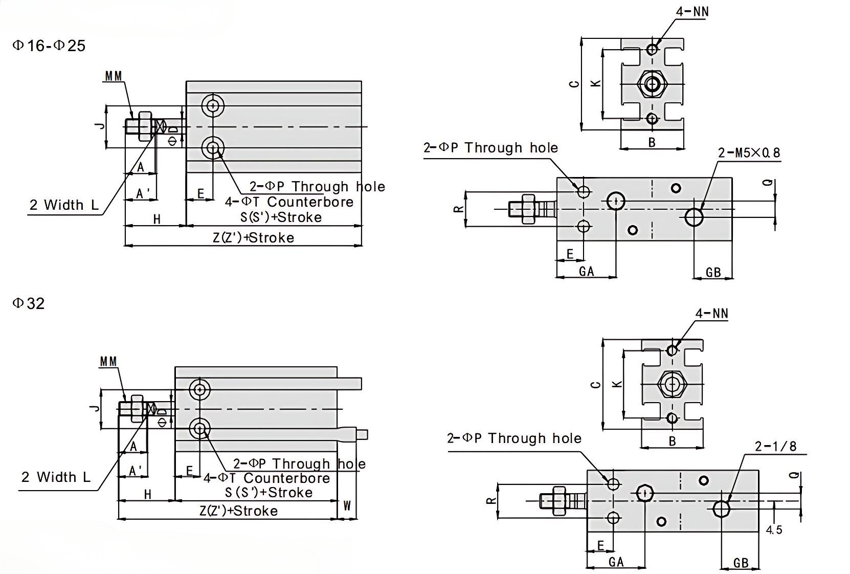 C(D)U Series Air Cylinder SMC Round Body Air Cylinder