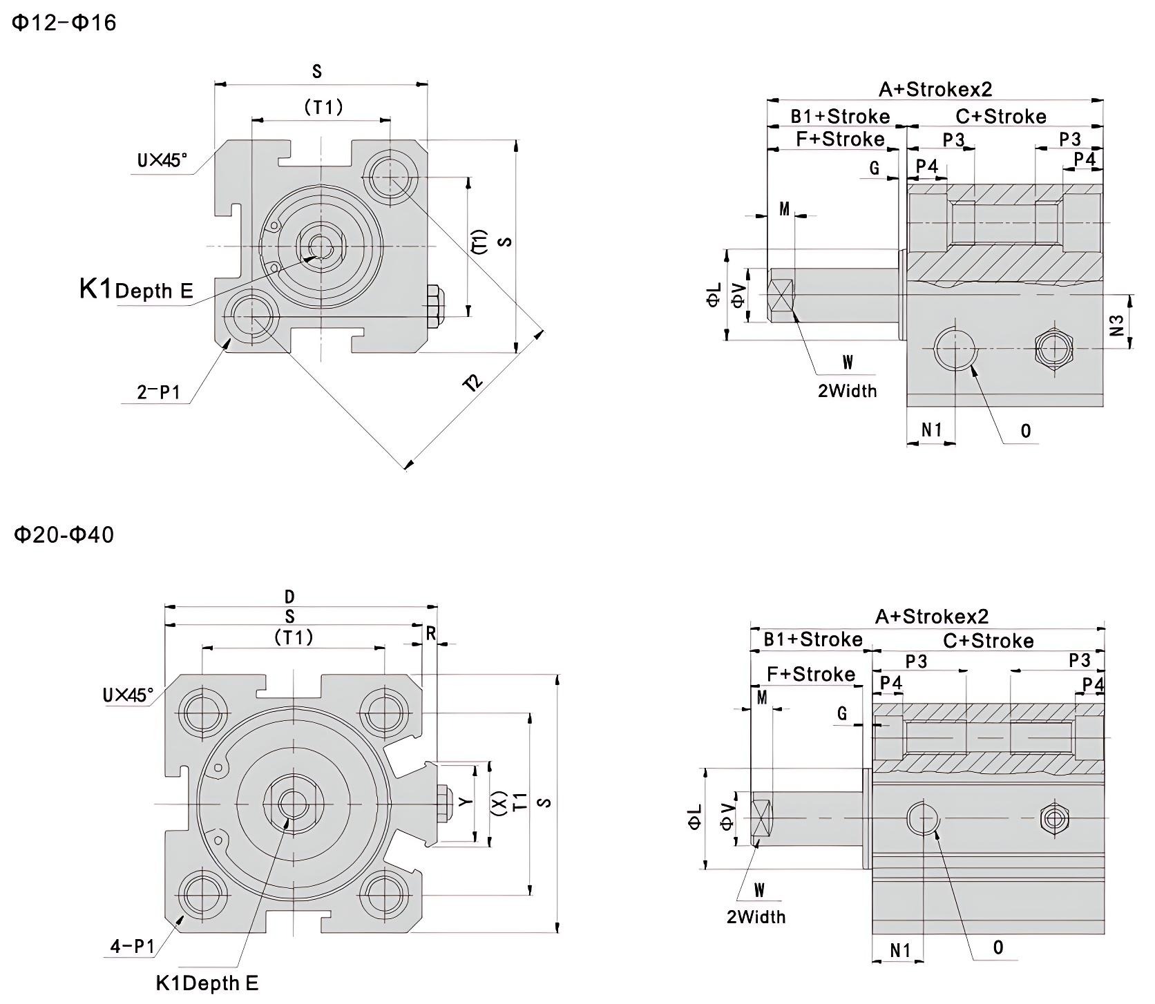 SDA Series Compact Pneumatic Cylinders