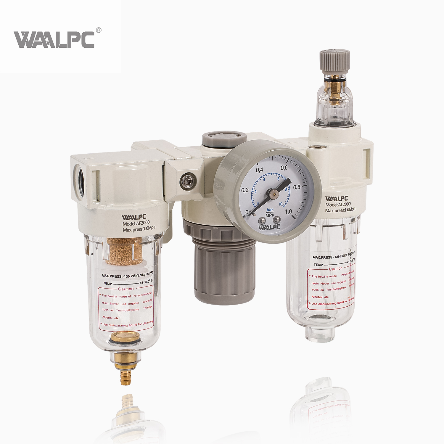 AC2000 PT 1/4 de polegada 3/8 '' 1/2 '' Tratamento de fonte de ar pneumático Regulador de filtro pneumático Air FRL Combinação atacado