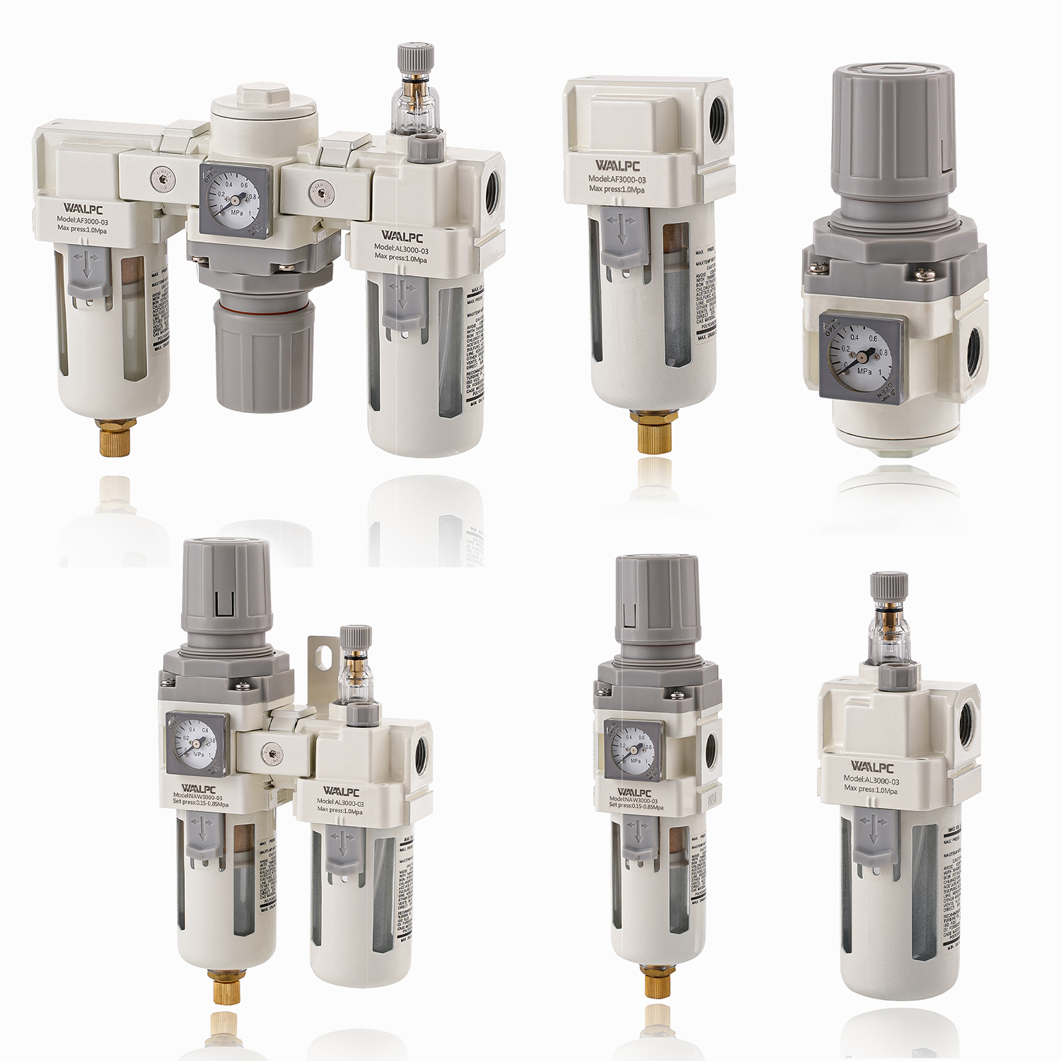 V&aacute;lvula reguladora de presi&oacute;n de aire tipo SMC caliente NAR2000 blanca de 1/4 pulgadas, regulador de calibre integrado con RoHS para compresor de herramientas neum&aacute;ticas