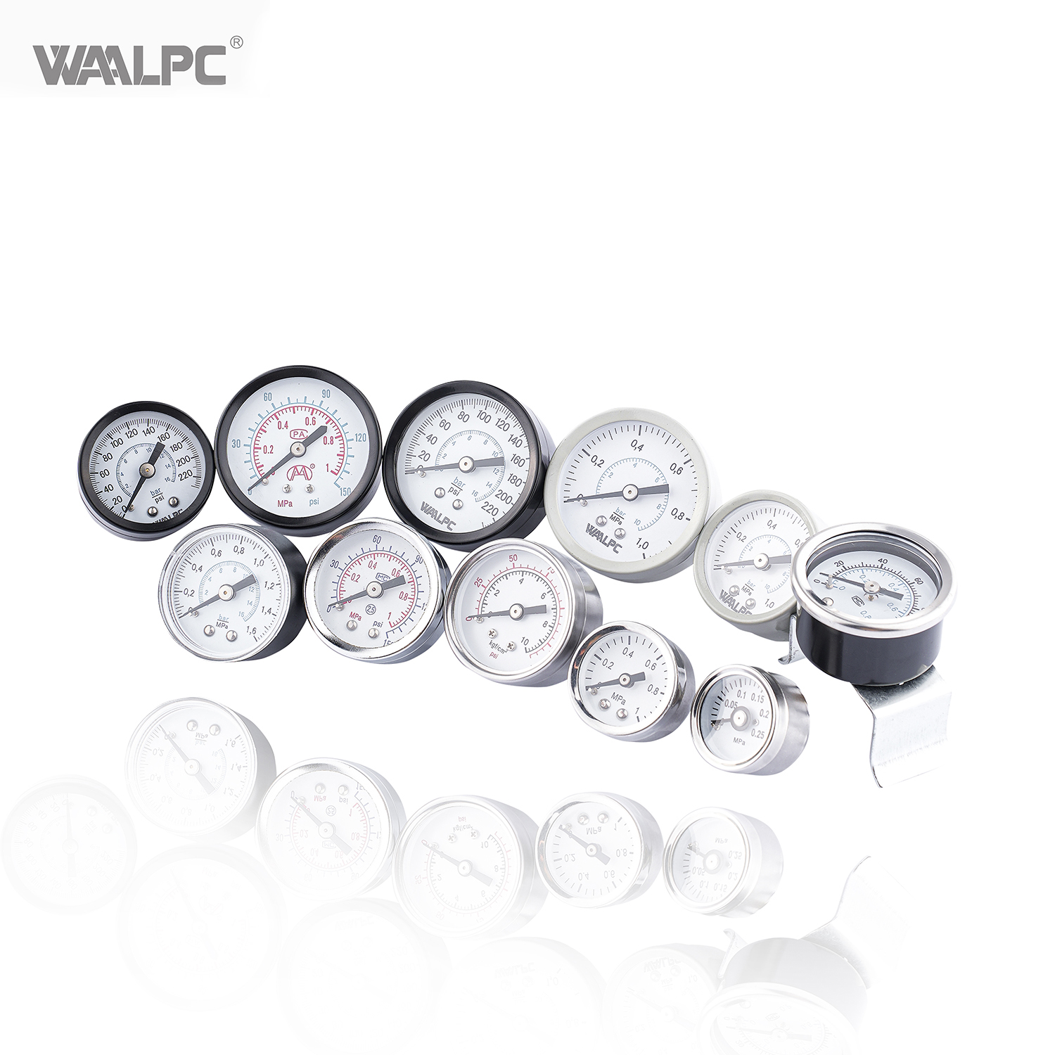 Y60 40mm 50mm 60mm Aluminum Alloy 1/4'' 1/8'' Port Size 10~16bar Stainless Steel Bottom Connection Back Connection Pressure Gauge