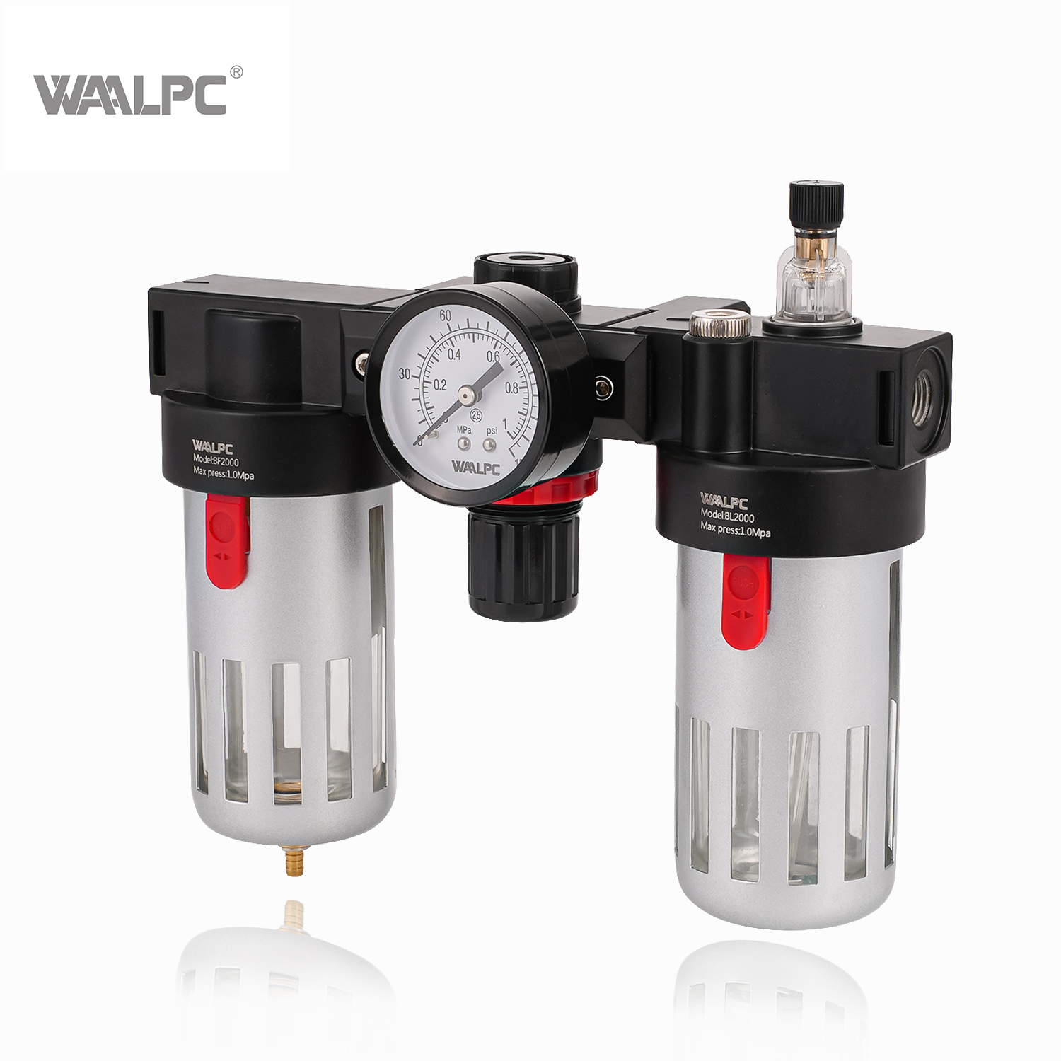 BC2000 5μm 25μm 40μm BC Series Auto Drain Manual Drain Airtac Type 1/2'' 1/4'' Air Regulator Pneumatic Filter Source Treatment Unit FRL