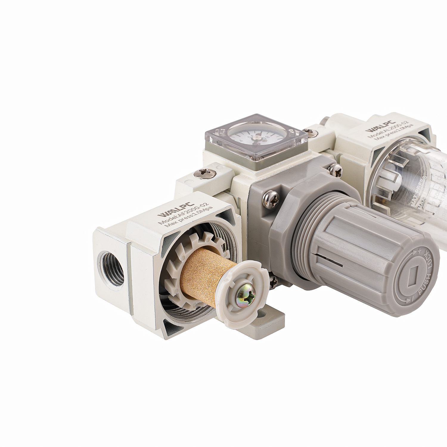 NAC2000 white SMC 1/4 1/8 in NPT Frl Pressure Regulating Valve Trap Filter Lubricator Air Regulator Moisture Oil Separator Auto Darin built in gauge Compressor