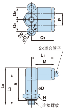 外螺纹双管弯头 Y-KQ2LU（密封垫）