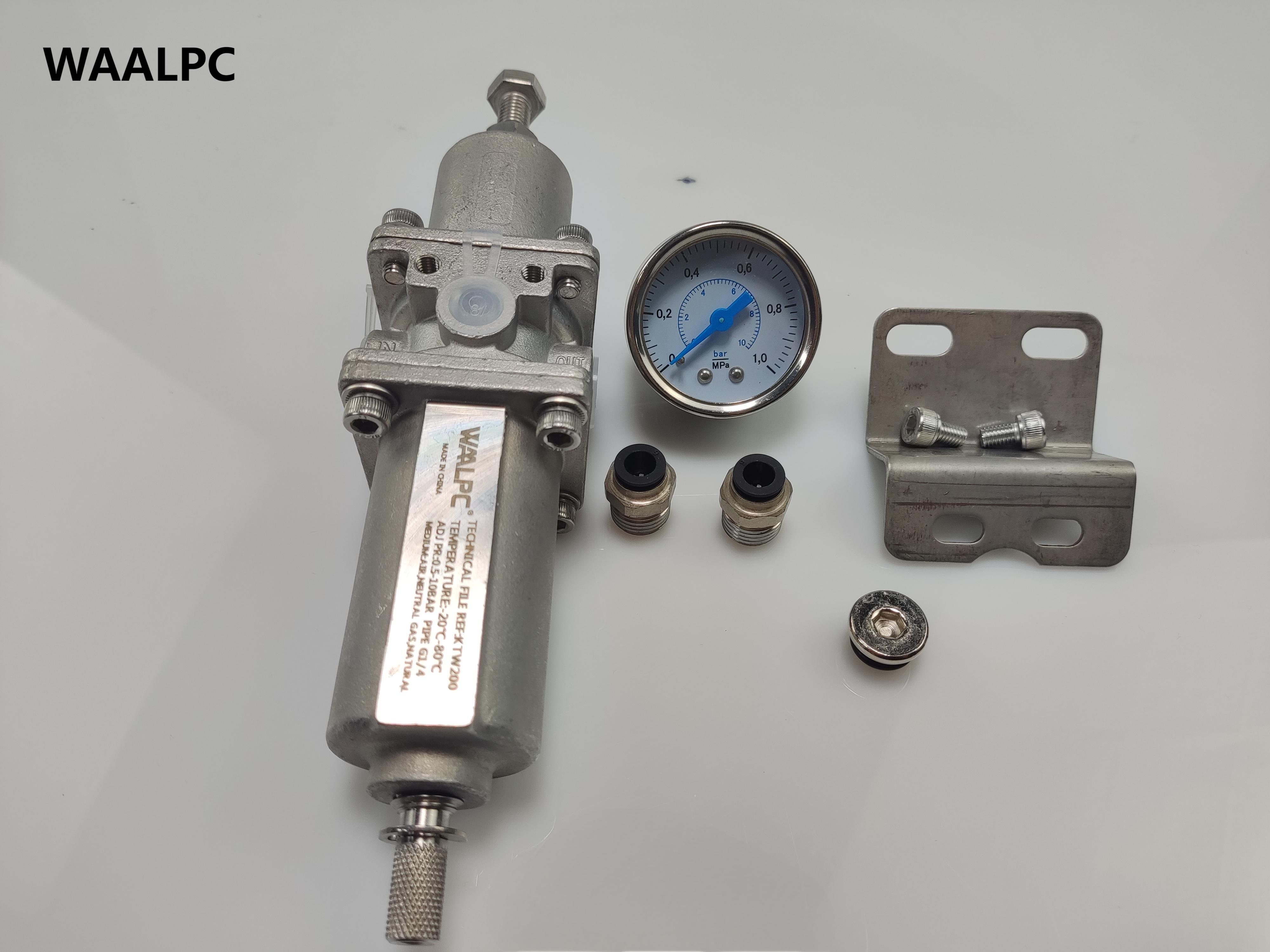 KTW200 5um 4um 20Bar G1/4'' OEM 316 Pressure Reducing Valve Stainless Steel Filter Regulator with Manual Drain