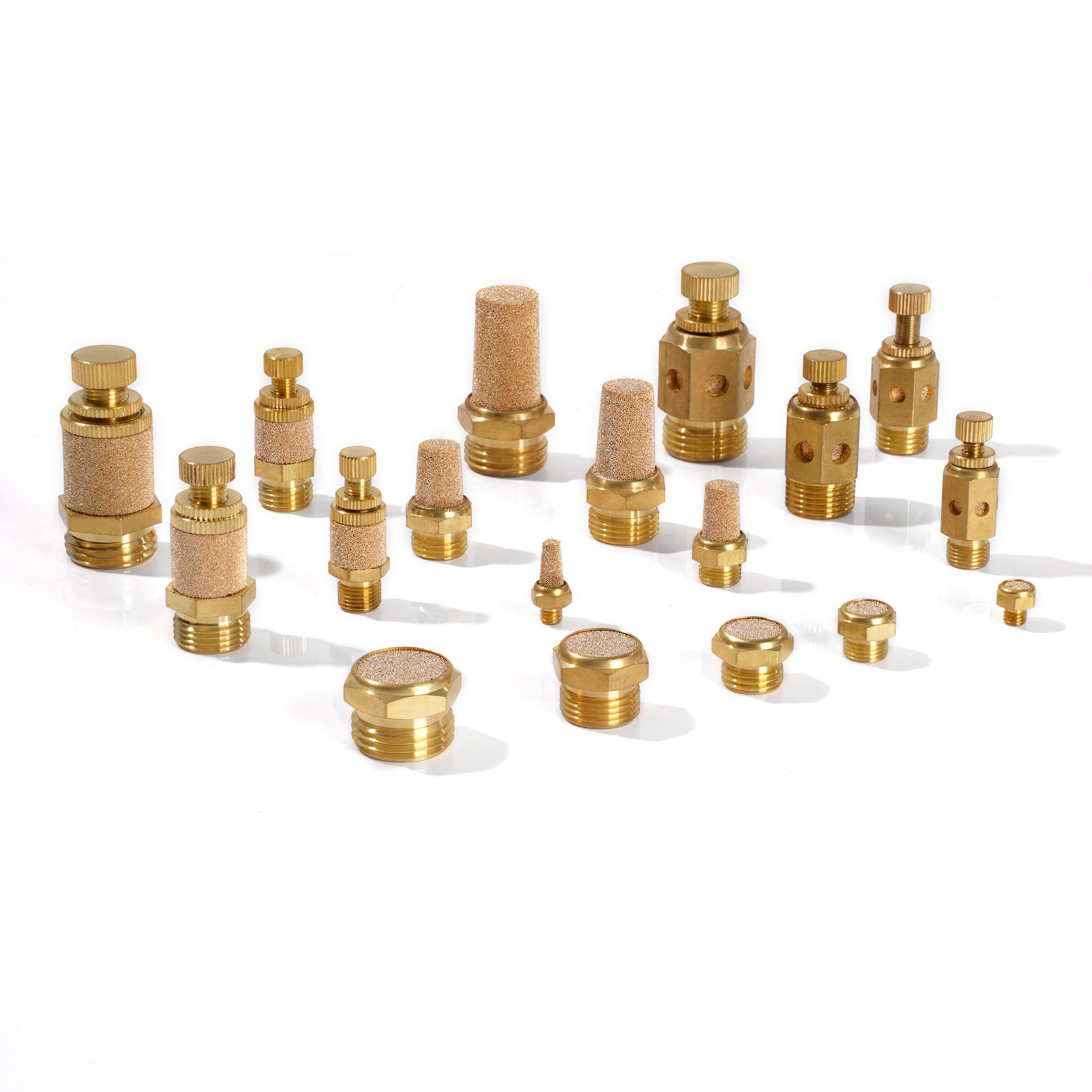 thumbnail interactive-video image 1 of 3/8 BSPT Sintered Bronze Brass Pneumatic Valve Muffler Silencer BSL-03 1 of 6