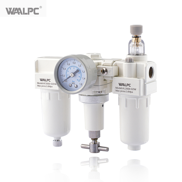 16Bar Pneumatic Metal Aluminum Alloy 1/2'' 3/4'' Pneumatic Valves FRL Air Filter Regulator Lubricator Unit 3 Combination