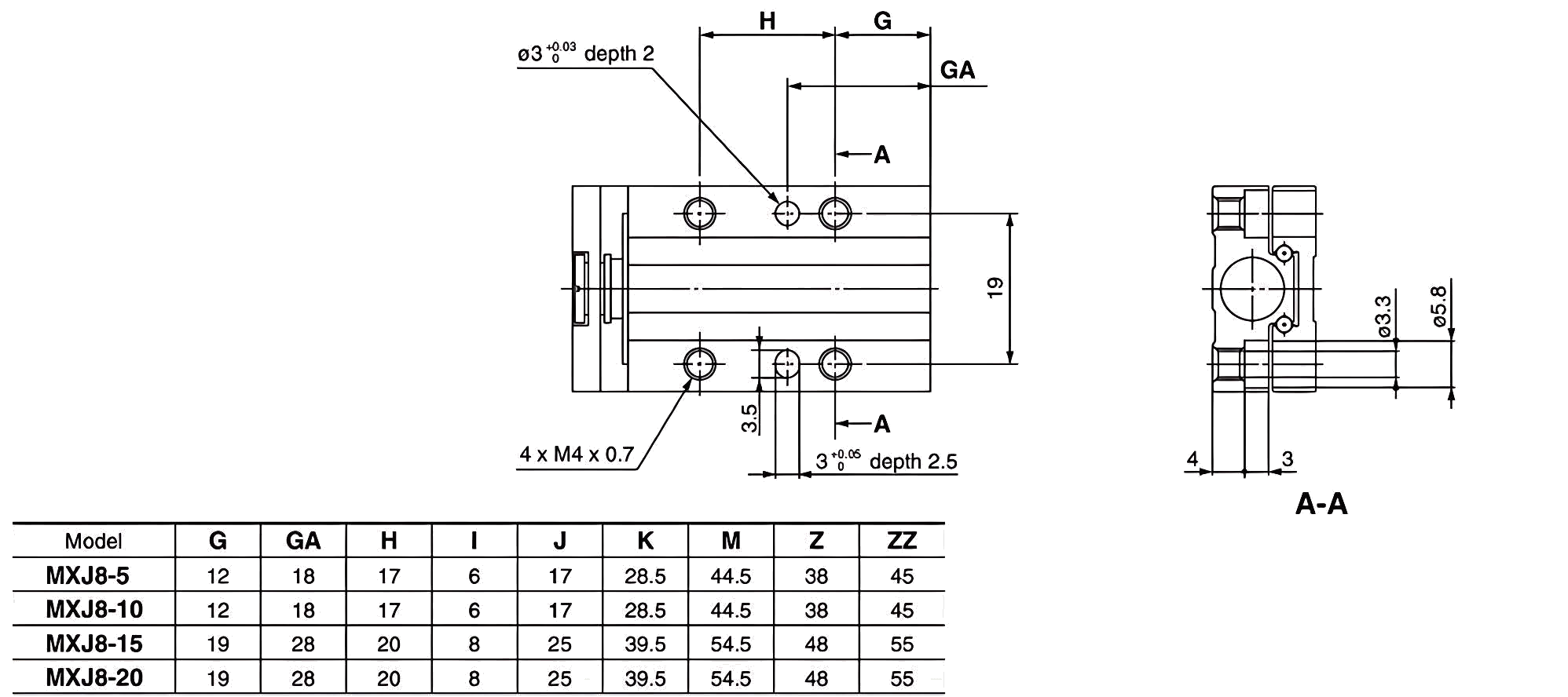MXJ Pneumatic Air Cylinder