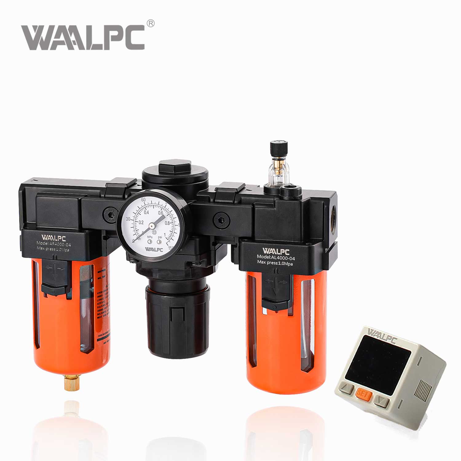 WAALPC SMC Black Pneumatic Regulator AR4000-06 G3/4'' 0.05-0.85MPa with External Pressure Gauge And Electronic Display