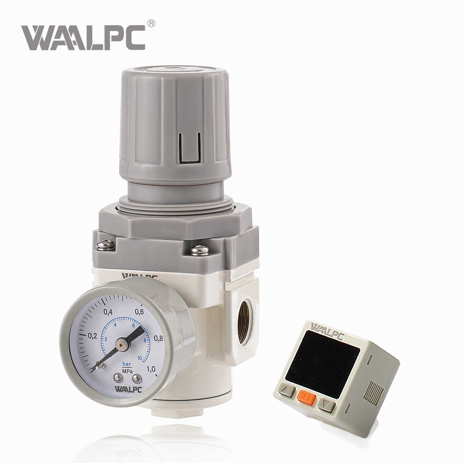 WAALPC SMC AW3000-03 G3/8'' 0.05-0.85MPa White Pneumatic Filter Regulator with External Pressure Gauge And Electronic Display 
