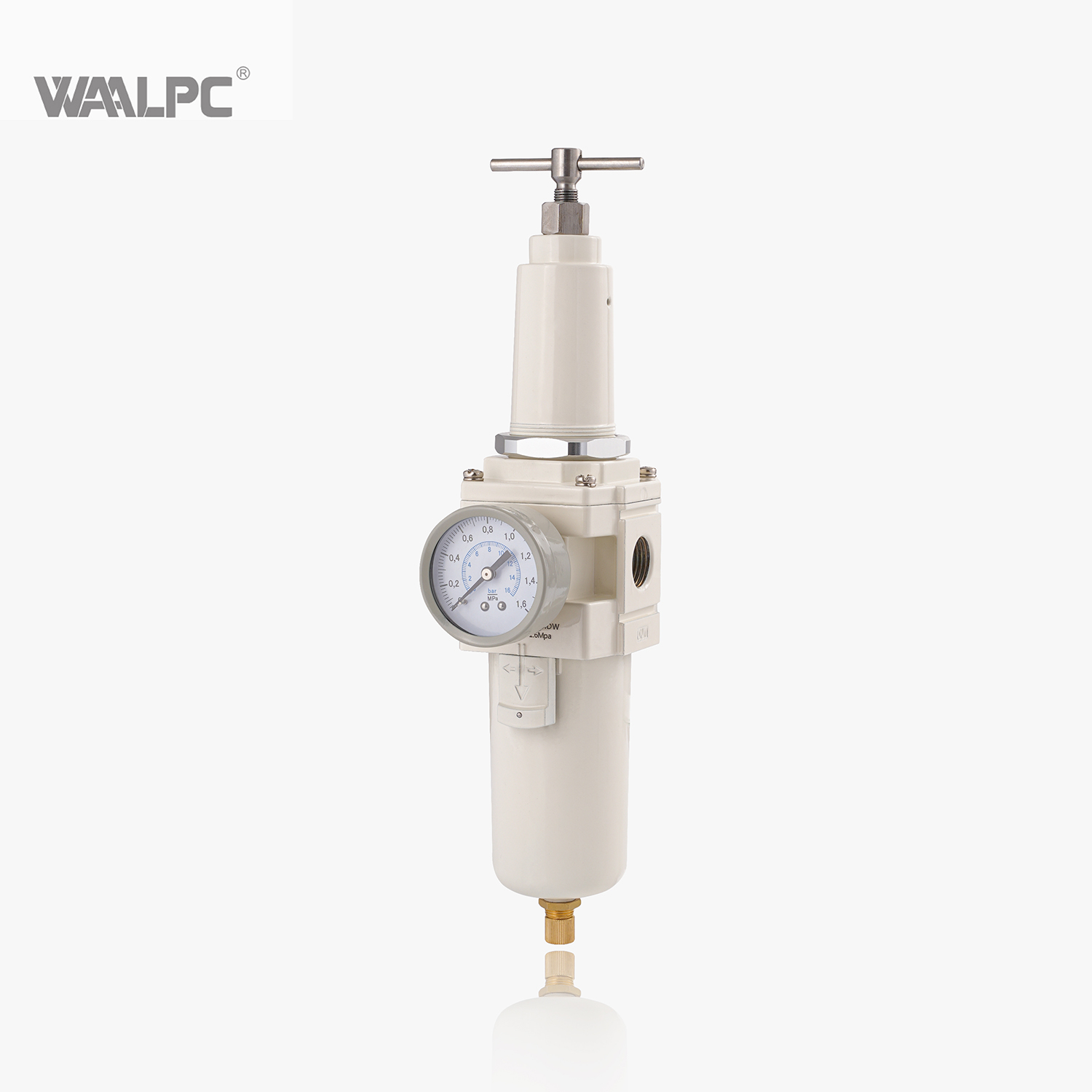 1/4 3/8 1/2 3/4 Pneumatic Manual Drain Differential Pressure Drain 5μm 25μm 40μm Aluminum Alloy Air Filter Regulator
