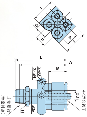 四管Y形接头 Y-KQ2UD