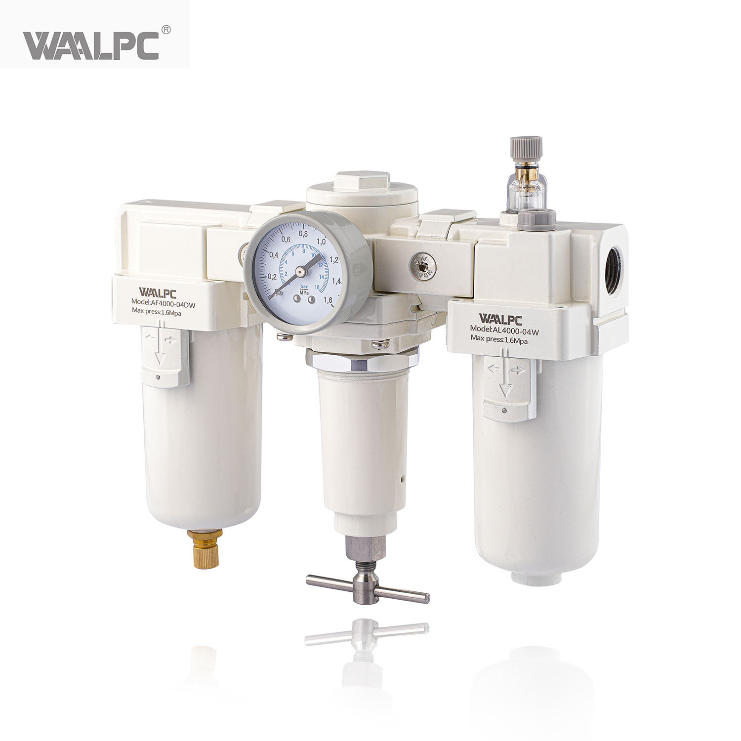AC4000-04W 16Bar Pneumatic Metal Aluminum Alloy 1/2 3/4 Pneumatic Valves FRL Unit