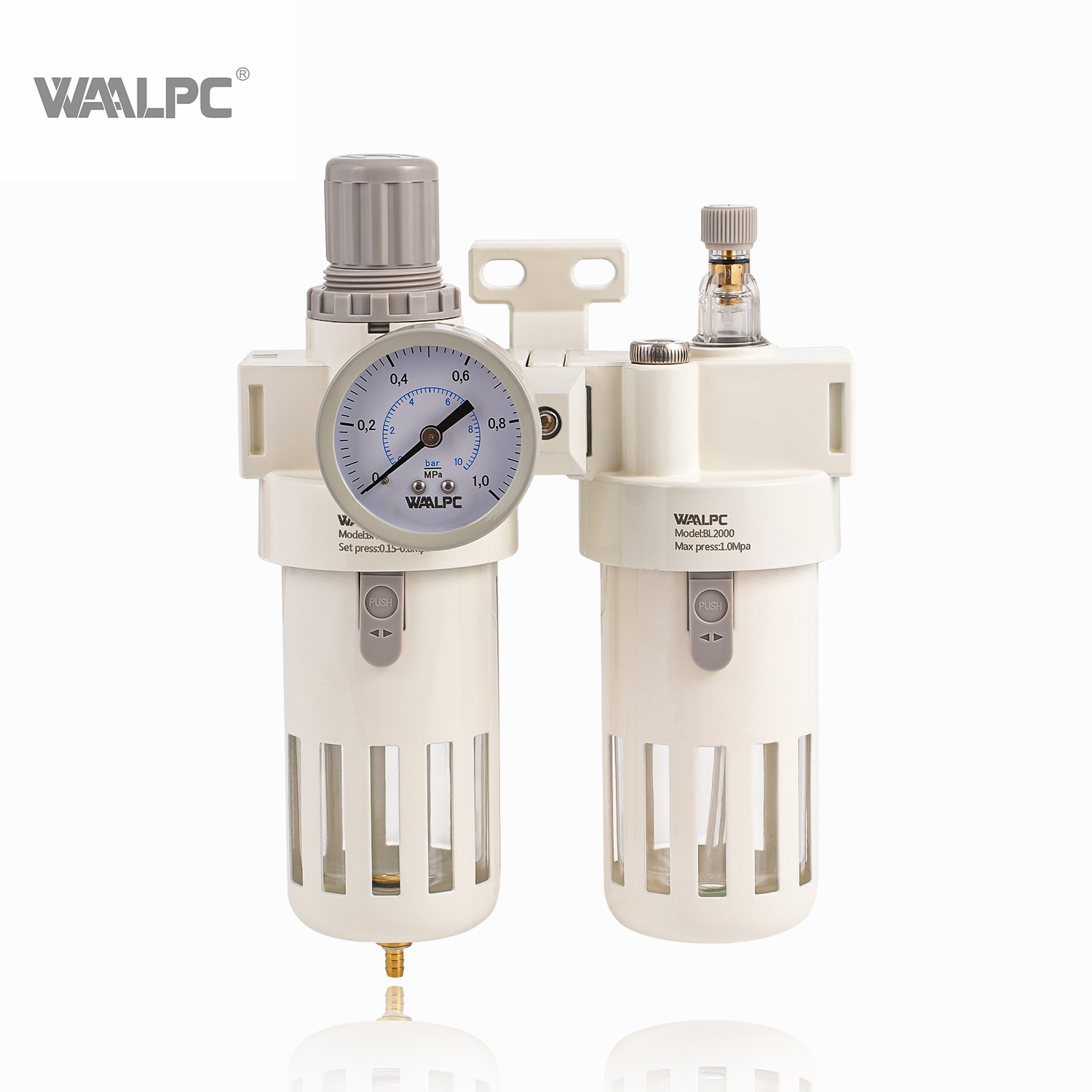BFC2000 China OEM 5μm 25um 40μm B Series Airtac Type 1/2'' 1/4'' 8.5bar Regulator Lubricator Air Filter