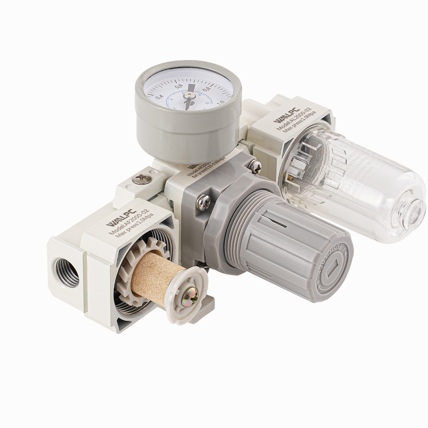 AC2000 White SMC1/8 '' 1/4 '' Tipo de SMC Regulador de aire de aire neumático Regulador lubricante de válvula FRL Presión de reducción de automatización de válvula Equipo de automatización