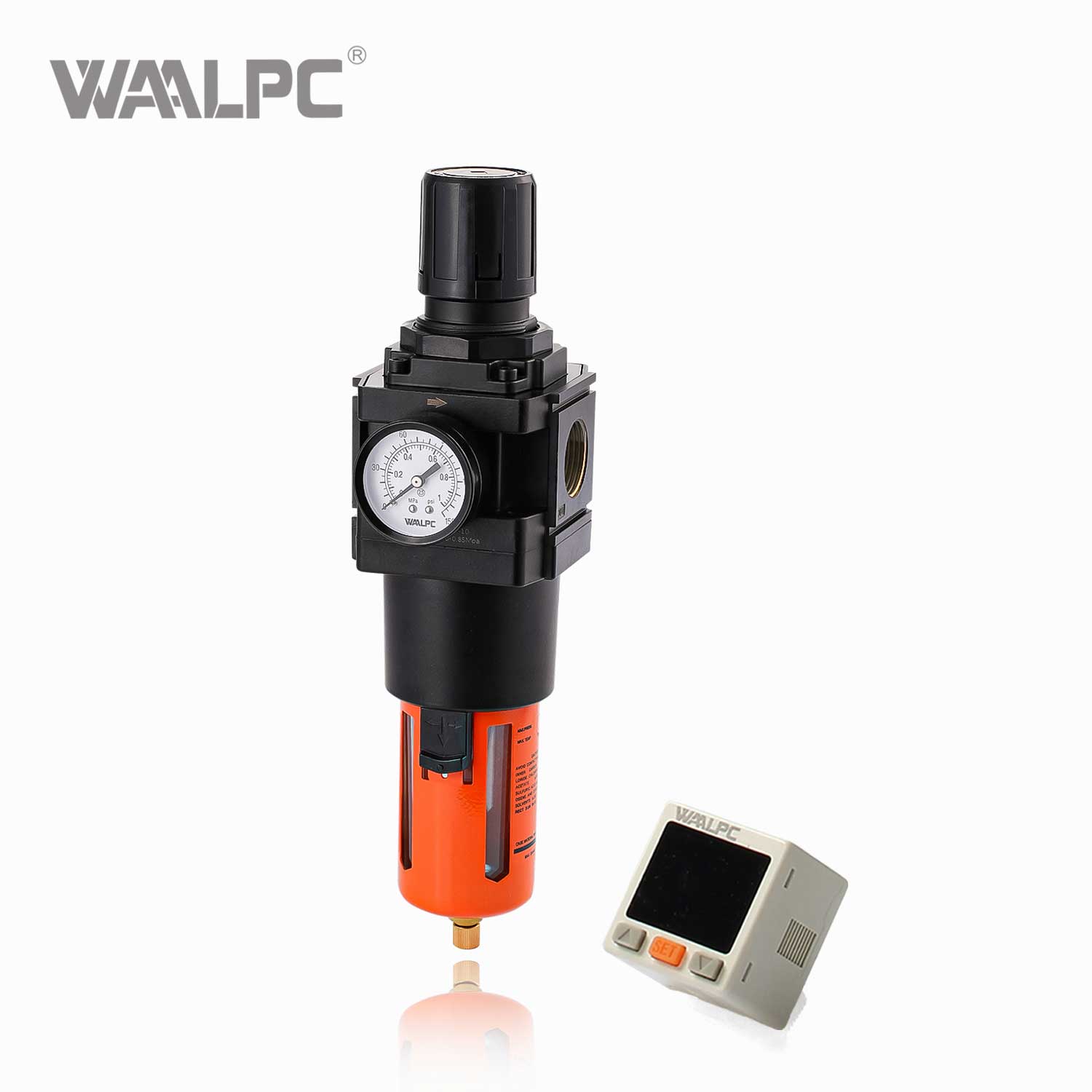 WAALPC SMC BLAKKE orange Pneumatischer Filterregler AW5000-10 G1 '' 0,05-0,85MPa mit externem Druckmessgerät und elektronischer Anzeige 