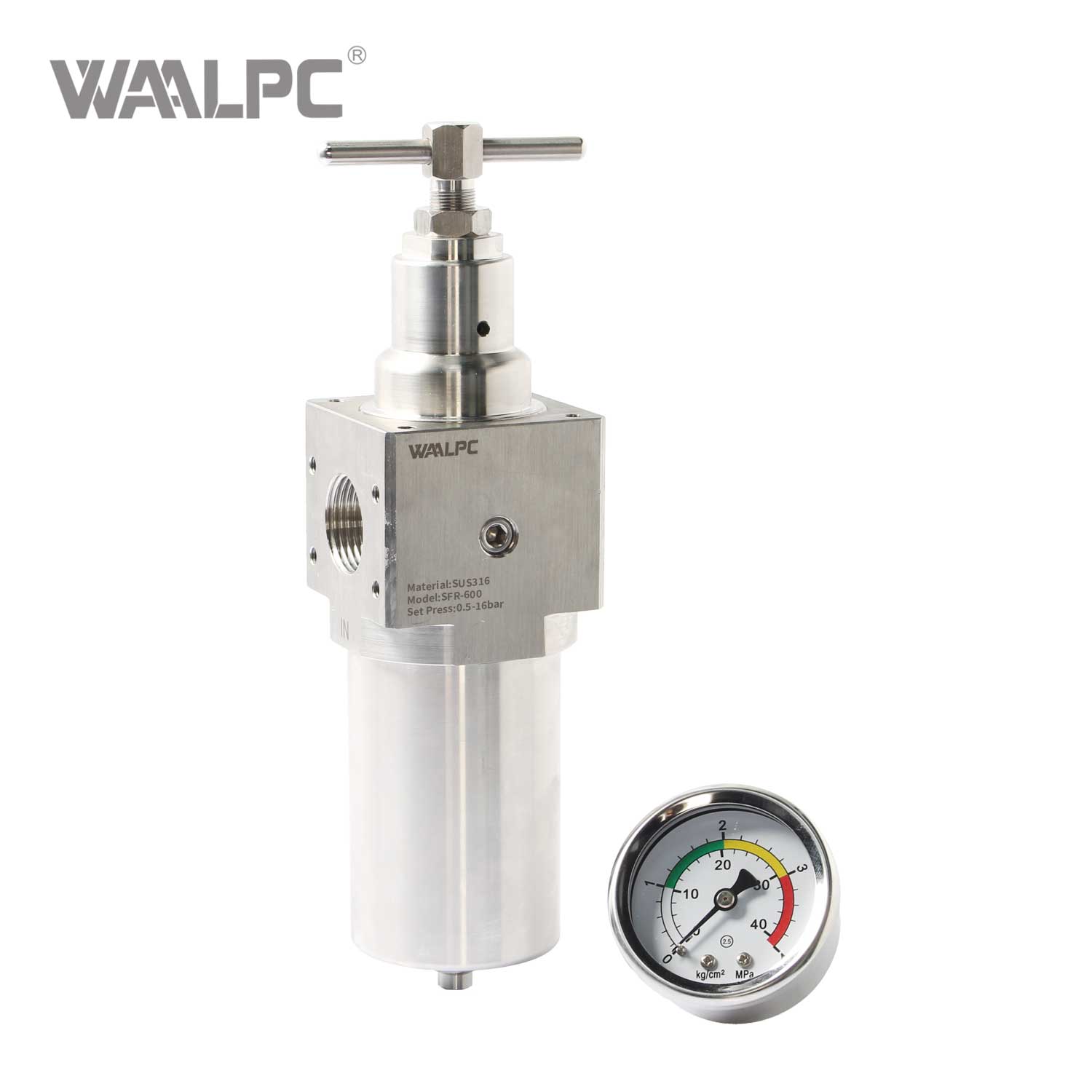 5um 4um 20bar 1'' NPT PT 3/4'' 1/2'' 1/4''Air Source Treatment 316 Stainless Steel Air Filter Regulator with Differential Pressure Drain