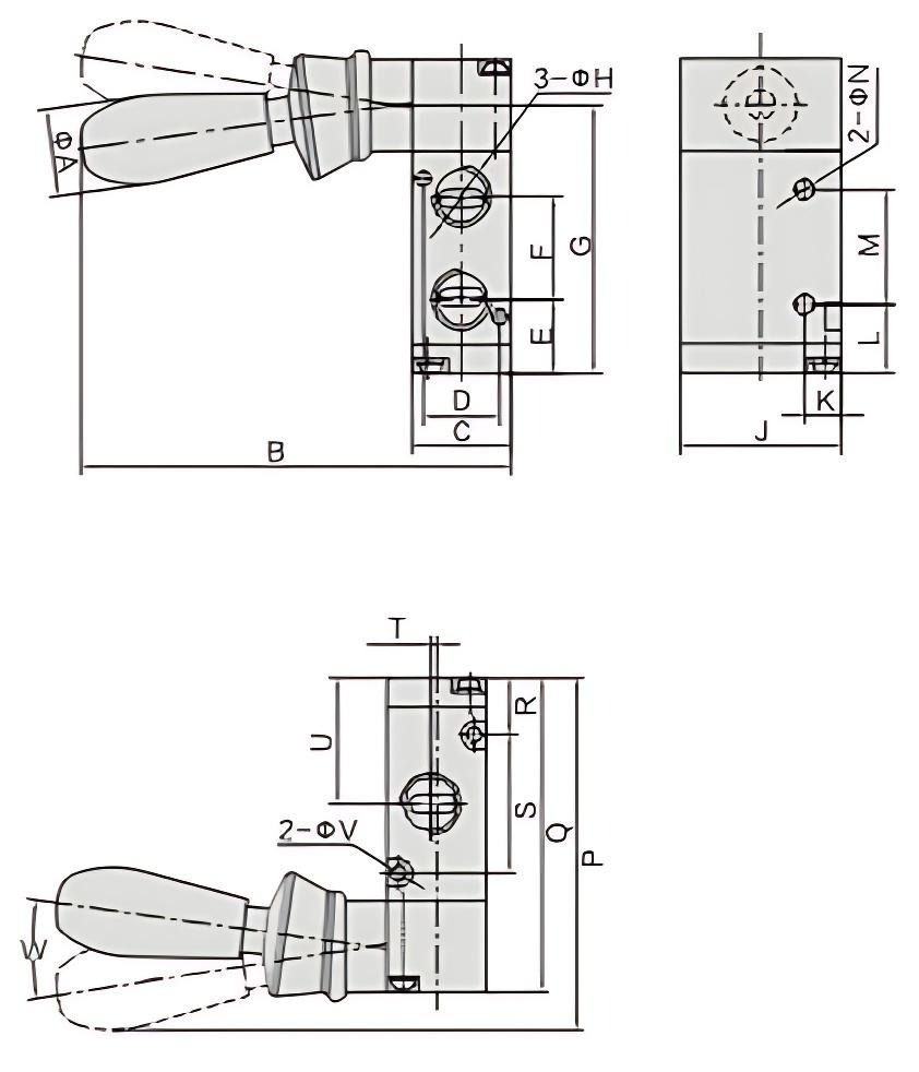 Hand lever valve structure