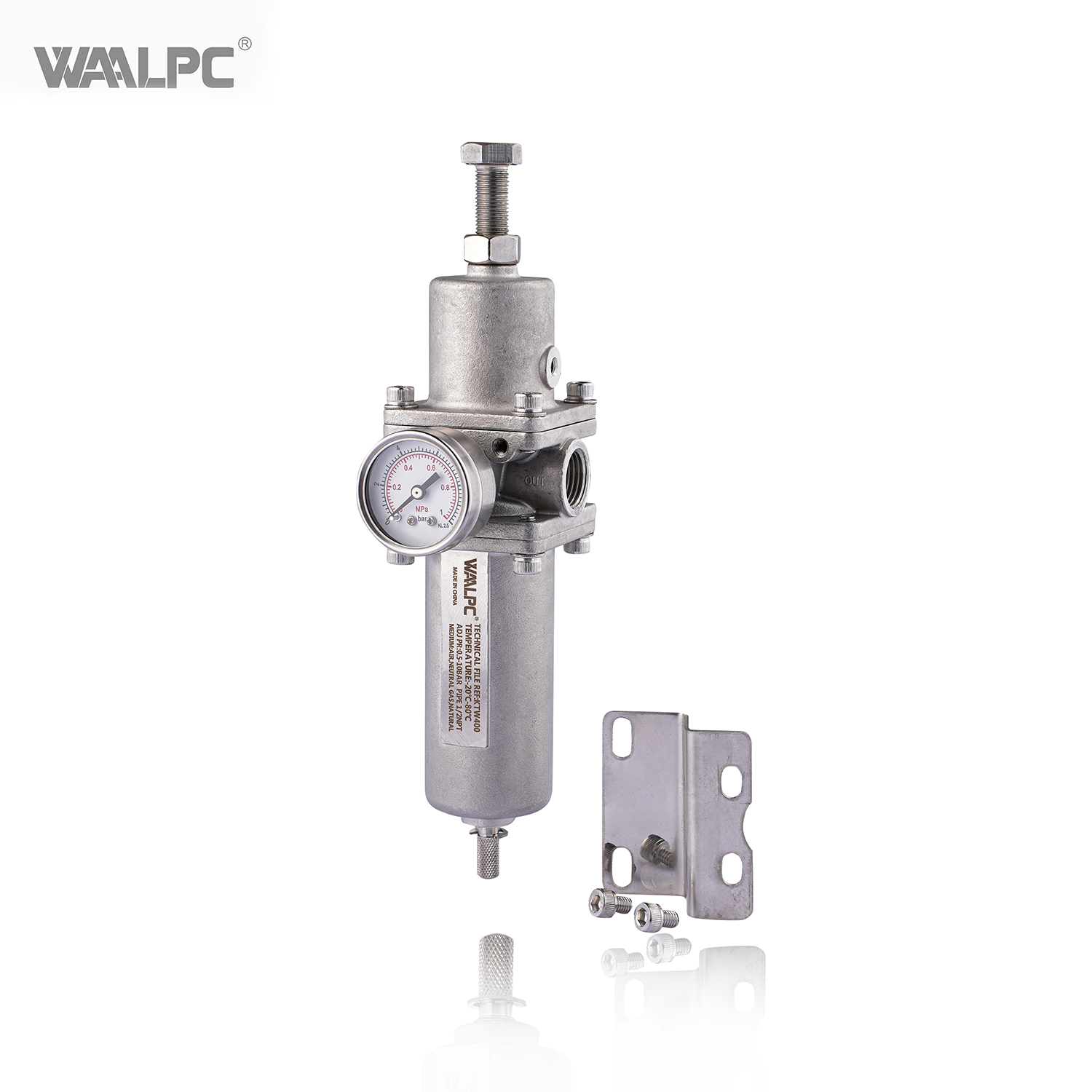 KTW200 5um 4um 20Bar G1/4'' OEM 316 Pressure Reducing Valve Stainless Steel Filter Regulator with Manual Drain