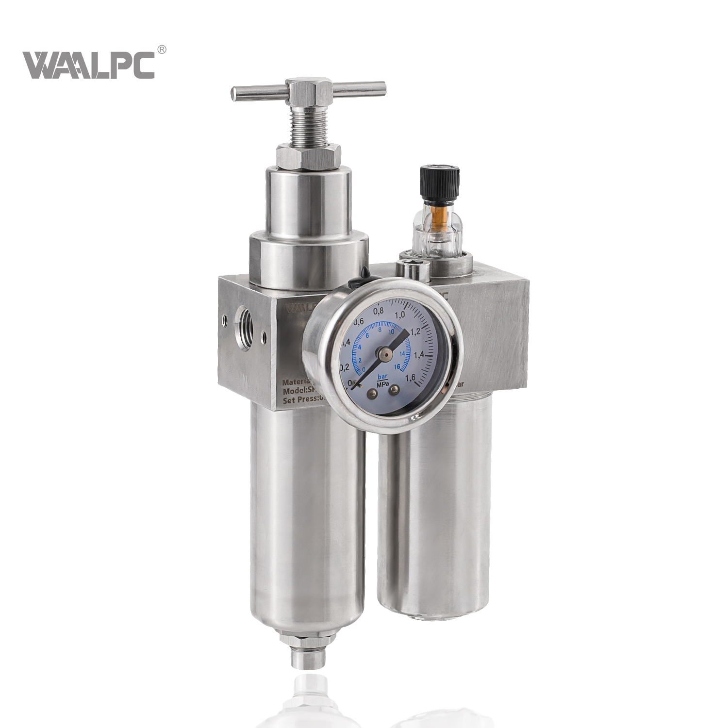 SFRL200 5um 4um 20Bar 1'' OEM 1.5'' NPT PT G Air Source Treatment 316 Stainless Steel F. R. L Combination for Anti-corrosion Environment