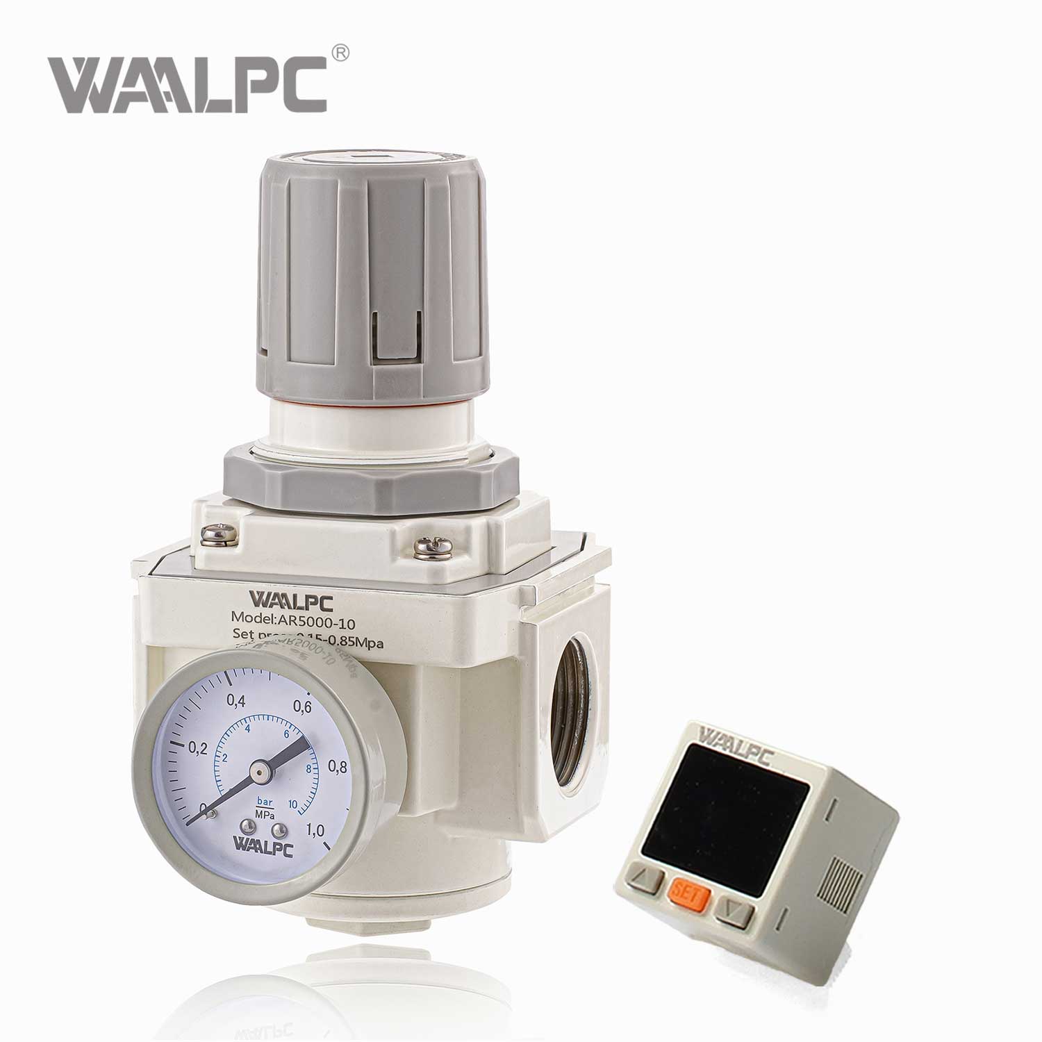 WAALPC SMC Weißer pneumatischer Filterregler AW5000-10 G1 '' 0,05-0,85MPa mit externem Druckstock und elektronischer Anzeige 