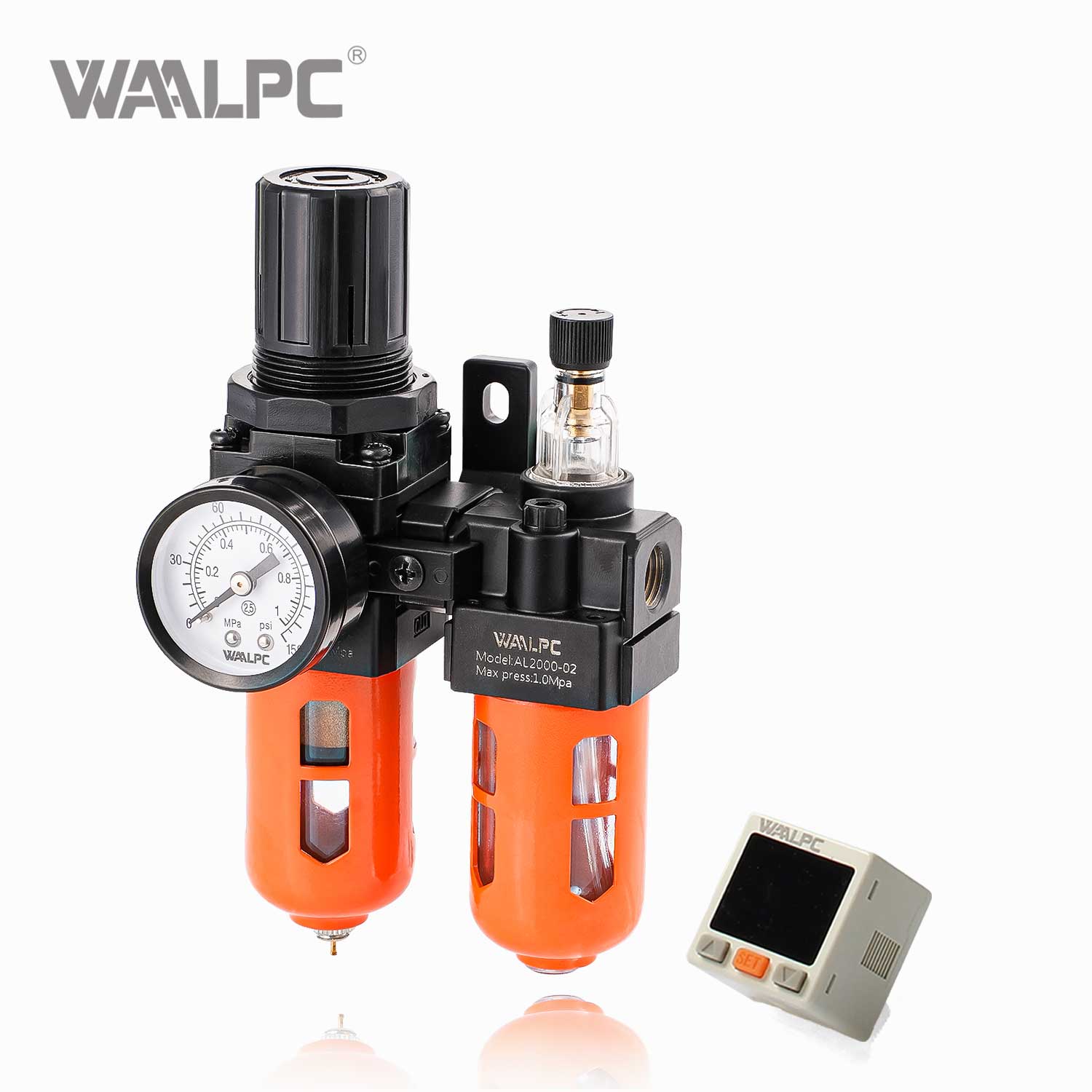 SMC Black-Orange Filter Regulator Lubricator (FRL Unit) AC2000-01 G1/8'' 0.05-0.85MPa for Pneumatic Air Treatment Systems