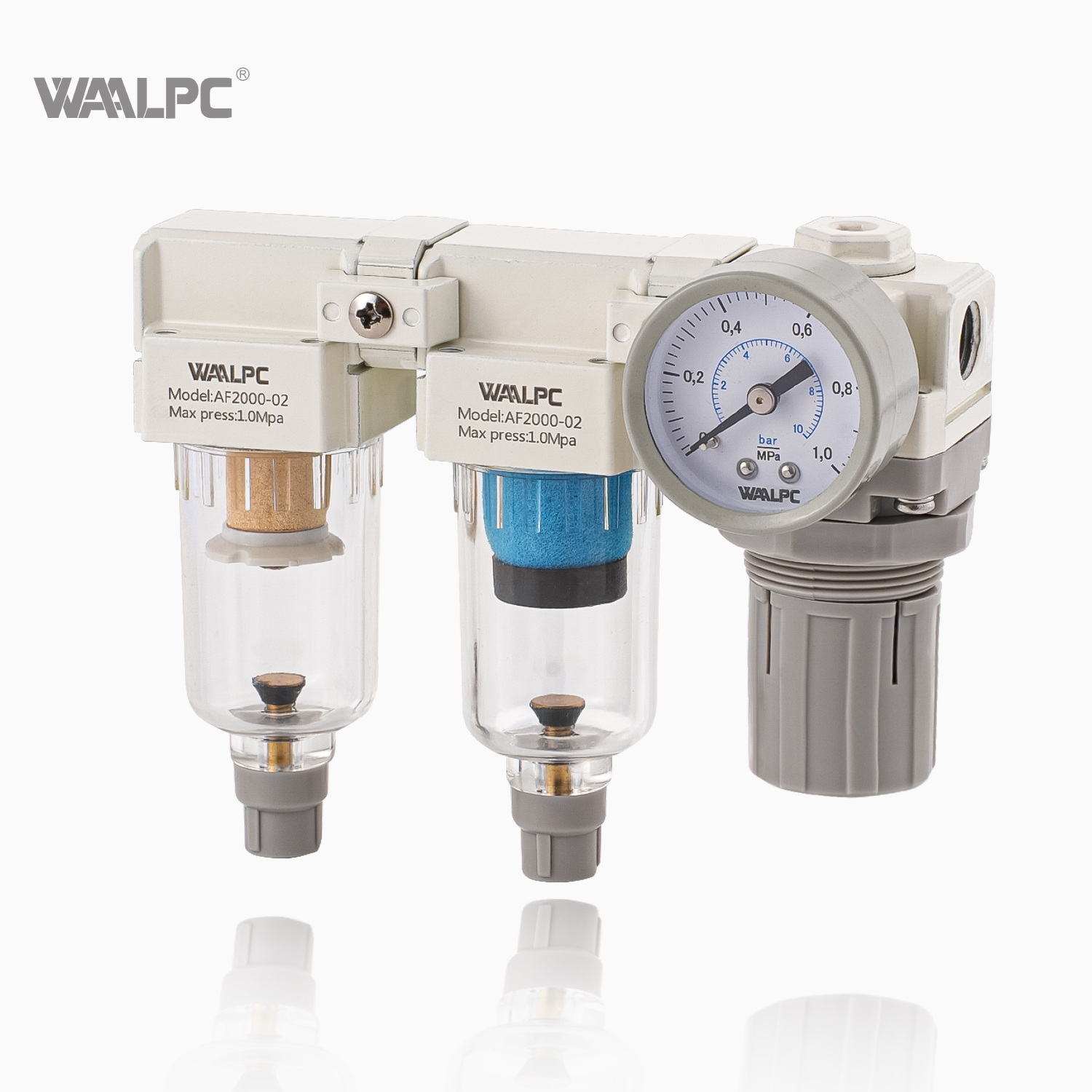 Two Filters Regulator 1/4′′ 3/8'' 1/2'' Drying System Pneumatic Air Filters Pressure Reducing Regulator for Air Compressor