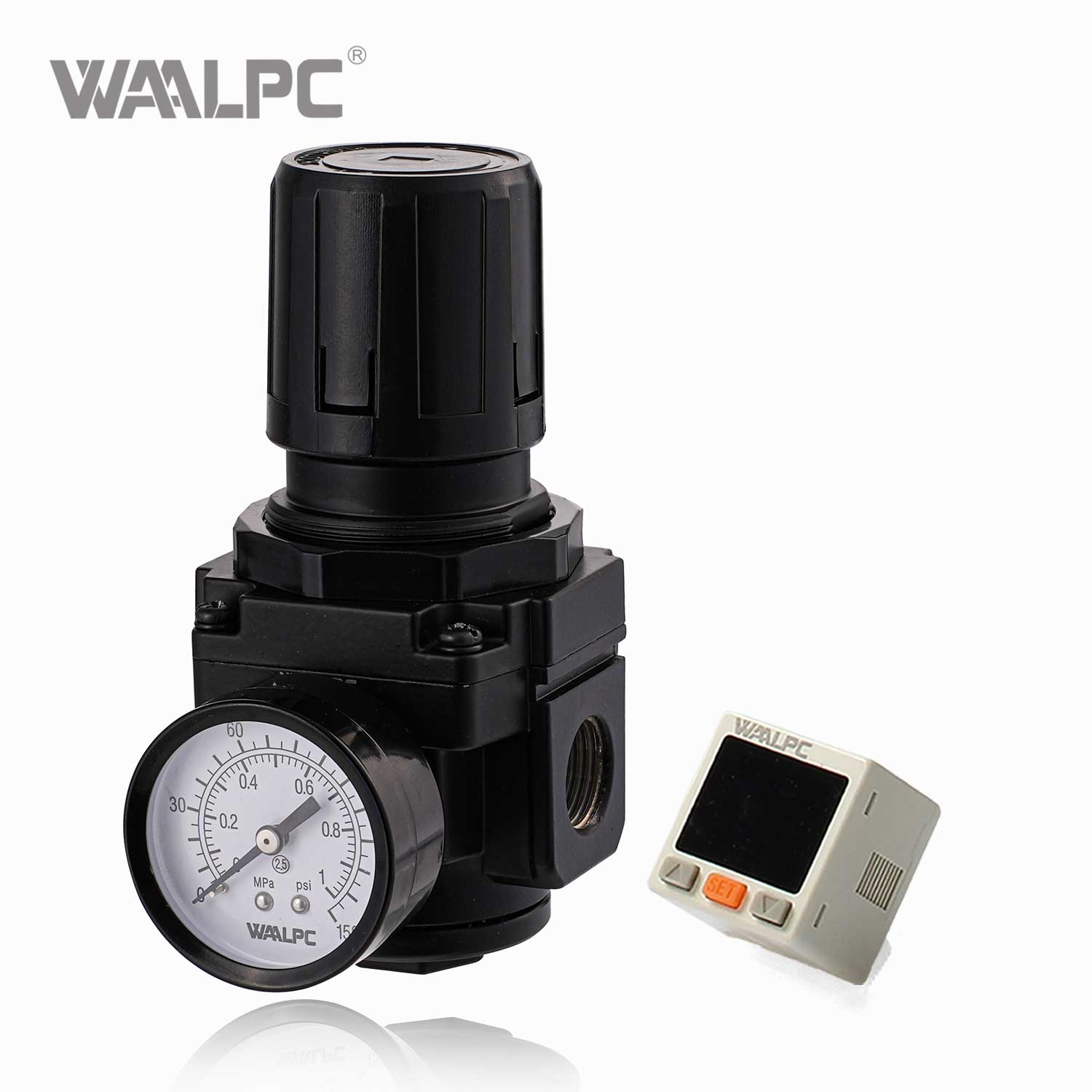 WAALPC SMC Black Pneumatic Regulator AR4000-06 G3/4'' 0.05-0.85MPa with External Pressure Gauge And Electronic Display