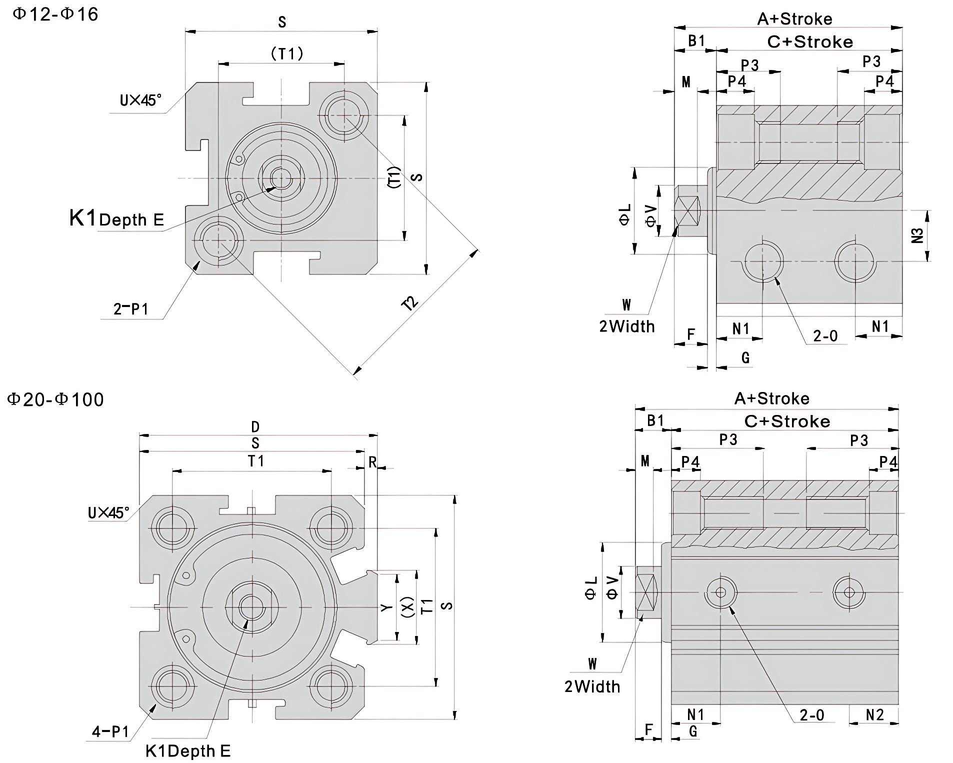 SDA Series Compact Pneumatic Cylinders