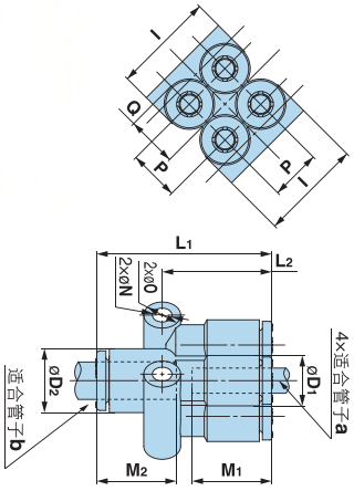 异径四管Y形接管 Y-KQ2UD