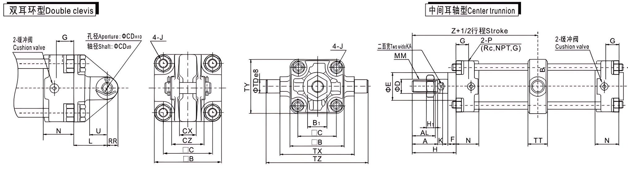 CA2 Series Standard Square Body Air Cylinder