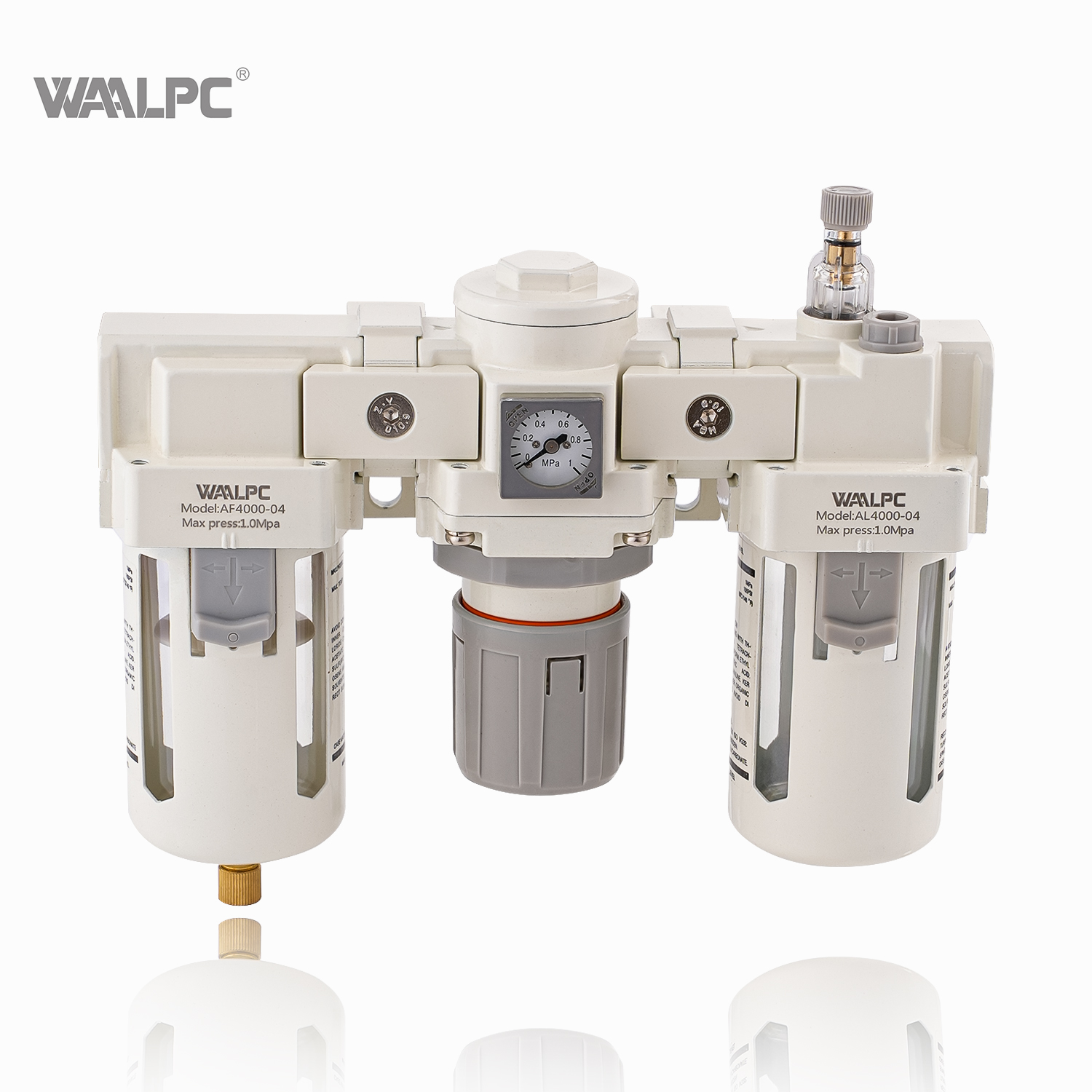 NAC4000 white SMC 3/4'' 1/2'' 3/8'' in NPT Frl Pressure Regulating Valve Trap Filter Lubricator Air Regulator Moisture Oil Separator Auto Darin built in gauge medical equipment