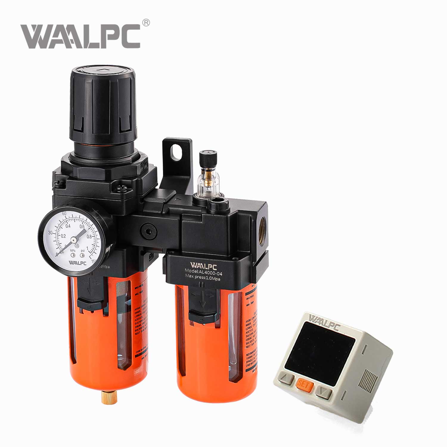 WAALPC SMC Black Pneumatic Regulator AR4000-06 G3/4'' 0.05-0.85MPa with External Pressure Gauge And Electronic Display
