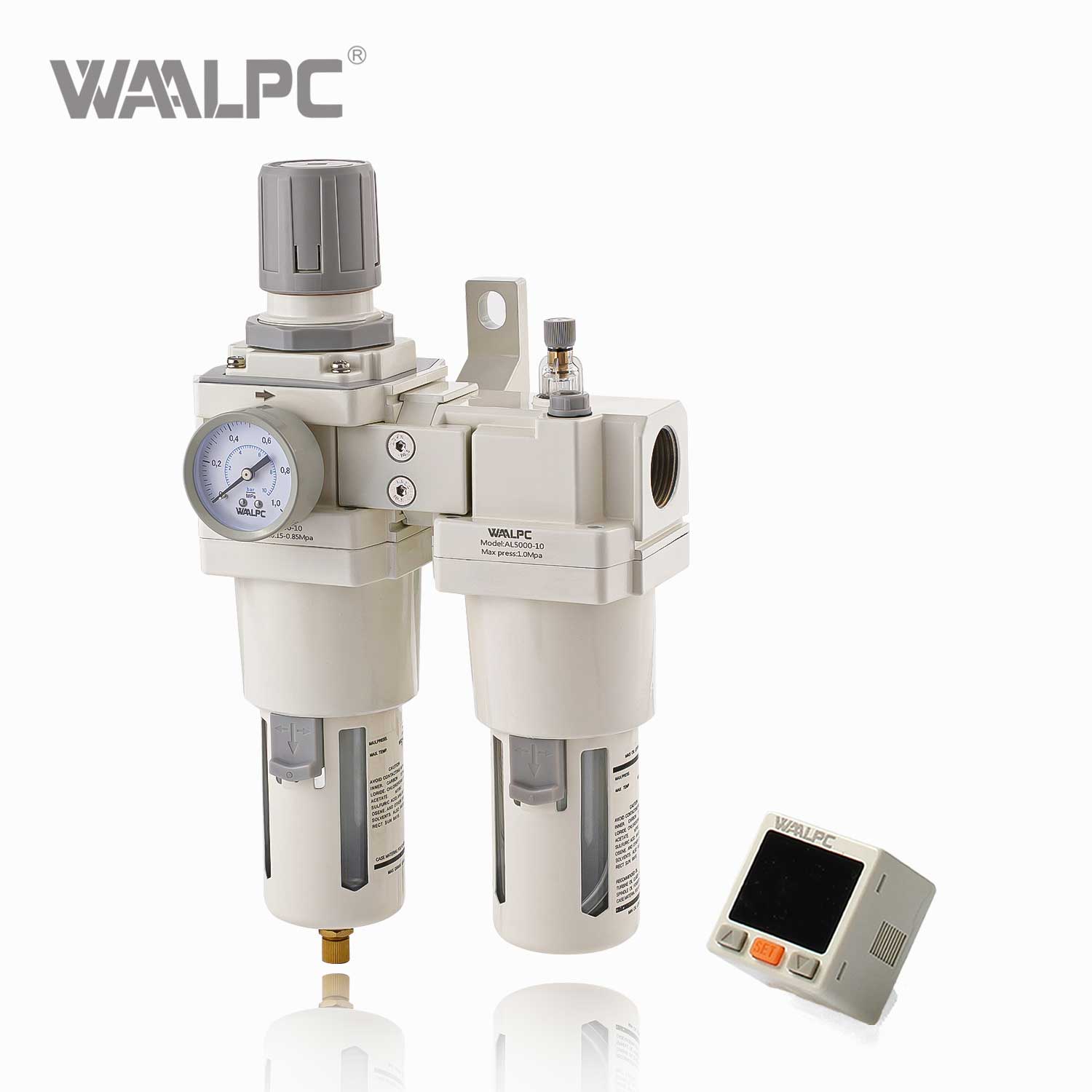 WAALPC SMC Weißer pneumatischer Filterregler AW5000-10 G1 '' 0,05-0,85MPa mit externem Druckstock und elektronischer Anzeige 