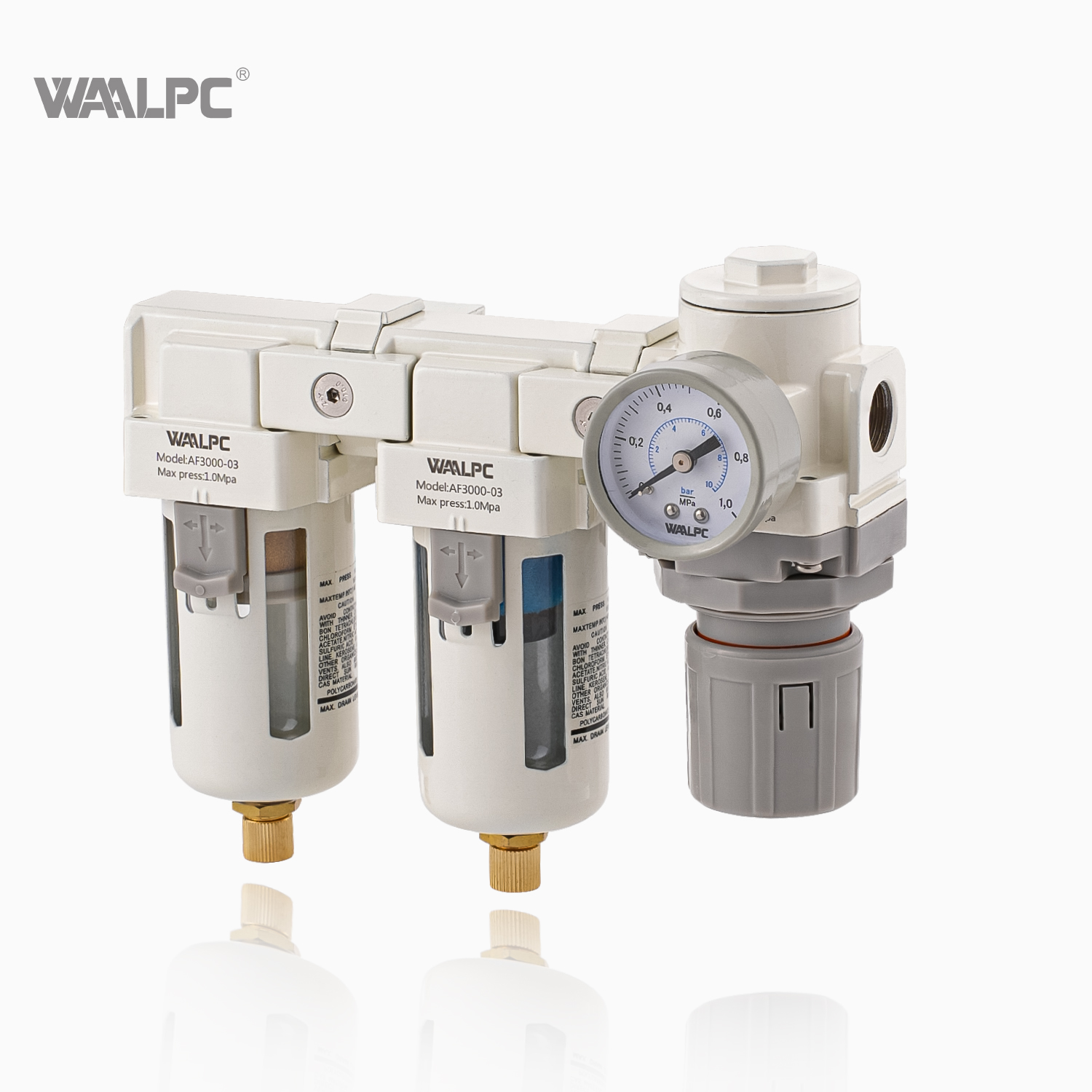 Pneumatic Air Source Treatment Unit Dual Filter Regulator & Drying System with Auto Drain & Multi-Pressure Adjustment for Air Compressors