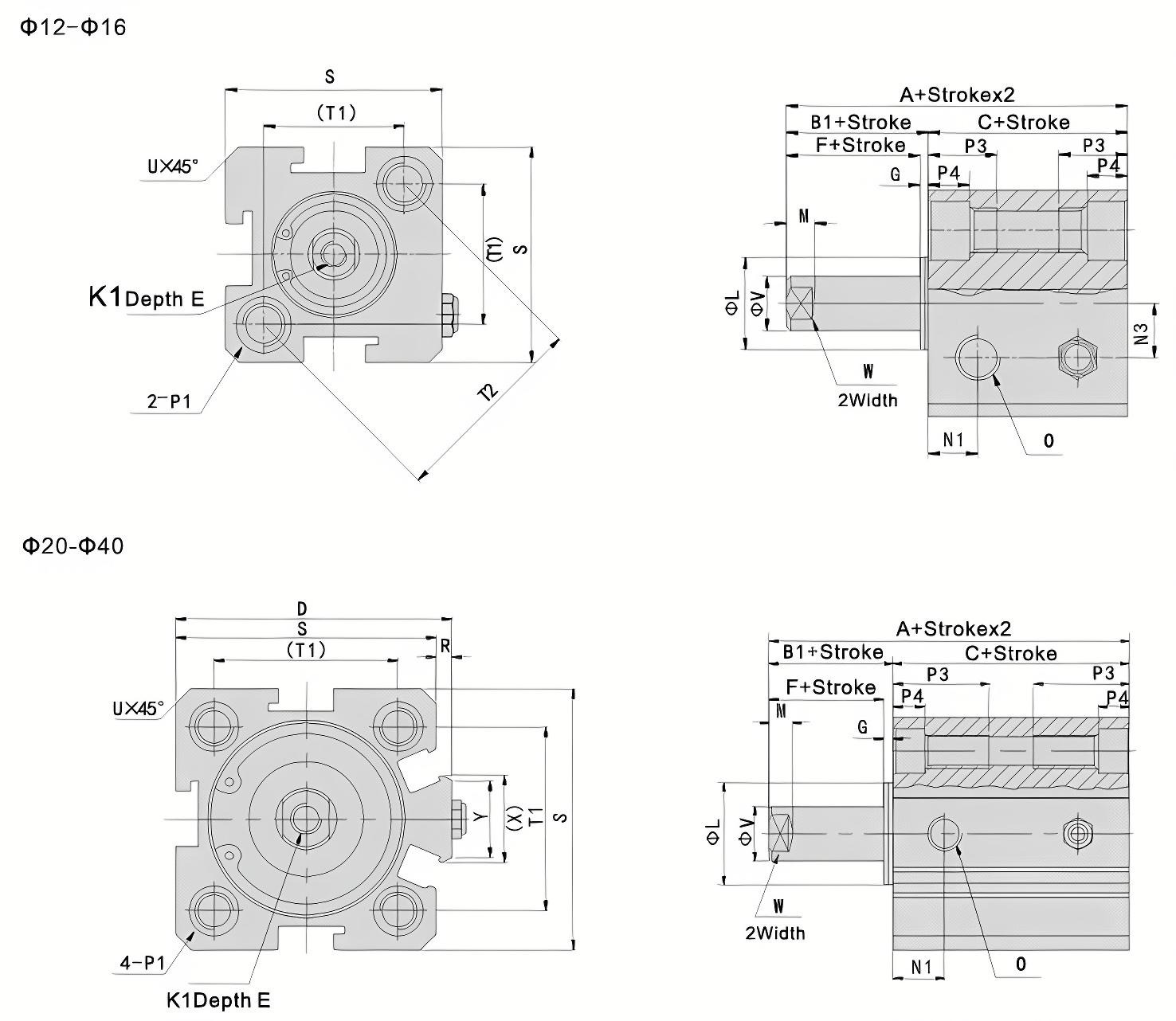 SDA Series Compact Pneumatic Cylinders