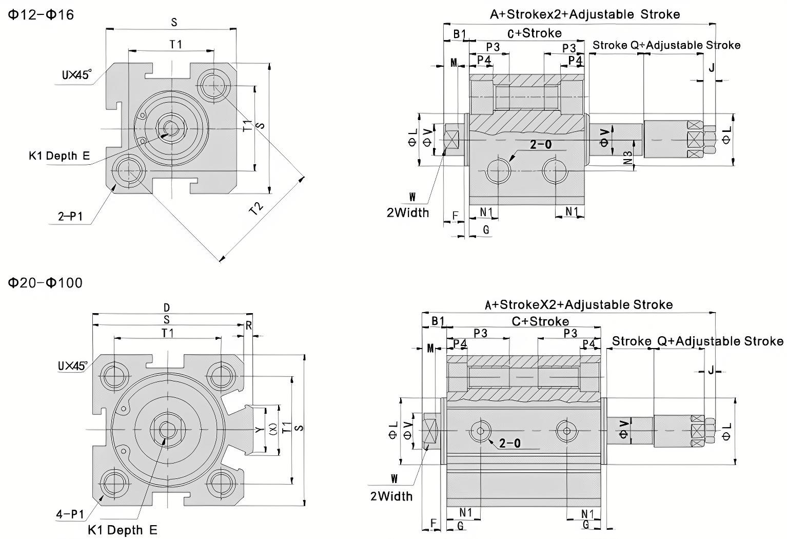 SDA Series Compact Pneumatic Cylinders
