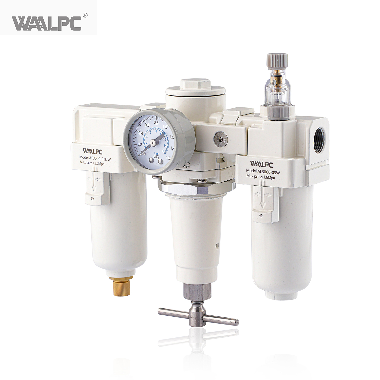 AC3000-02W 16 Bar Pneumatic Metal Aluminum Alloy 1/4 3/8 Air Filter Lubricator Regulator unit