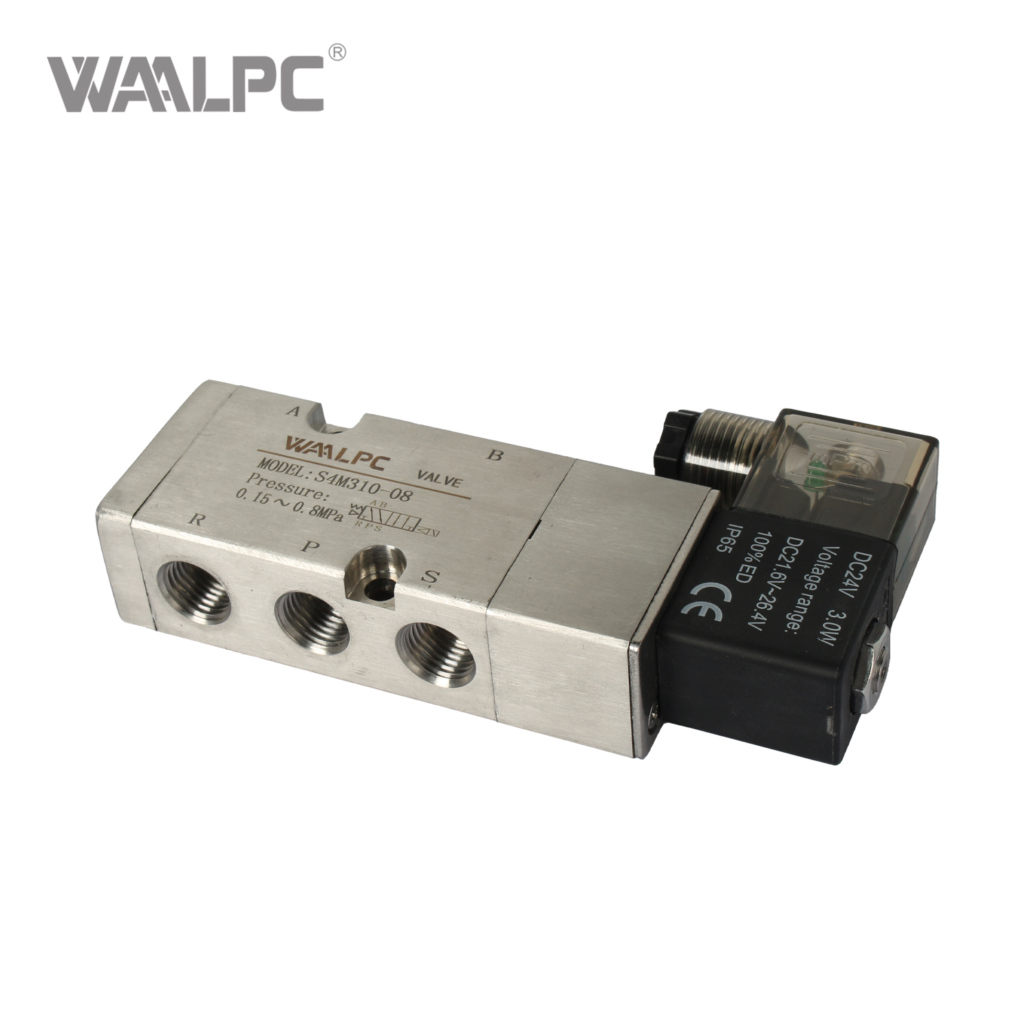 AIRTAC Type 4M310-08 Stainless Steel Solenoid Valve, 5/2 Way Single Coil, 0.15-0.8MPa, for High Temperature Steam/Corrosive Media