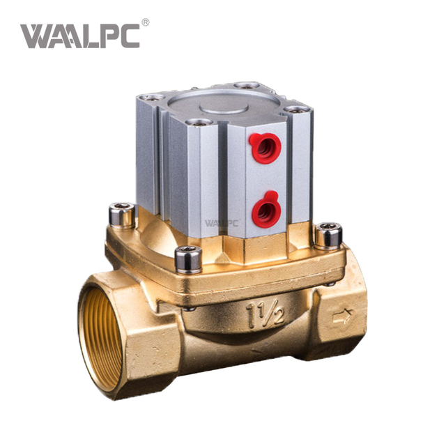 2Q Series 2/2 Way Pneumatically Operated Valve, Brass Air Control Two-Way Valve for Water Air Oil Gas