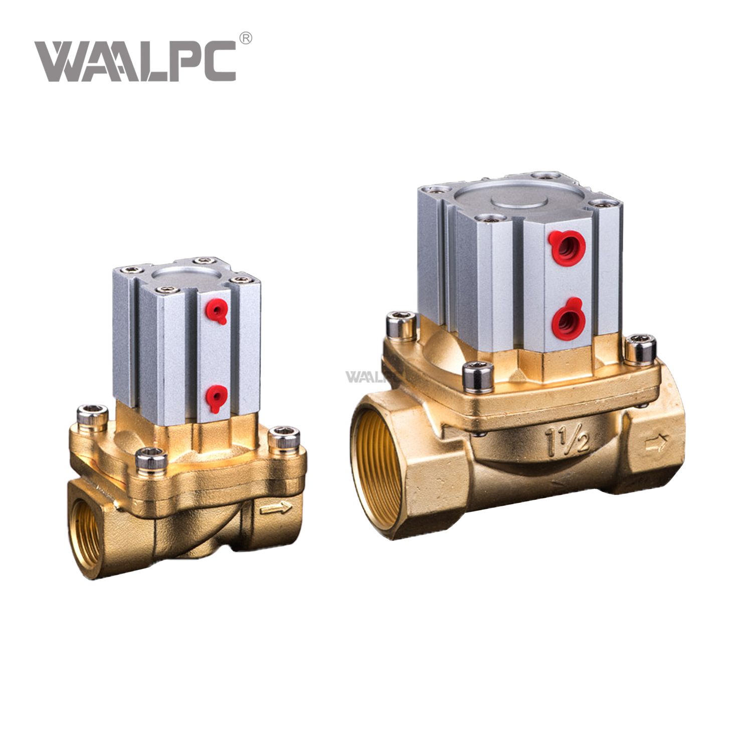 2Q Series 2/2 Way Pneumatically Operated Valve, Brass Air Control Two-Way Valve for Water Air Oil Gas